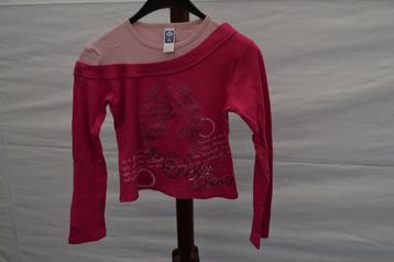C&A T-shirt lange mouw met gezicht roze maat 146/152