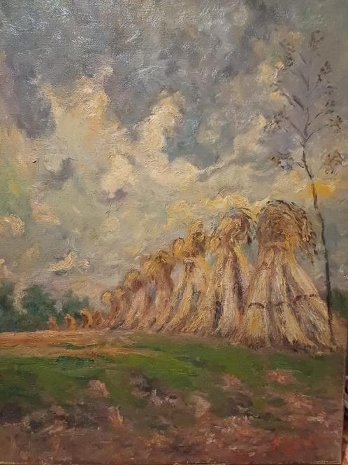 Schilderij M.VAN DEN BEMPT    50x40  "Het hooi", Antiek en Kunst, Kunst | Schilderijen | Klassiek, Ophalen of Verzenden