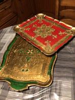 Twee Florentijnse dienbladen in hout, Antiek en Kunst, Ophalen