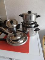 Set kookpotten, Huis en Inrichting, Keuken | Potten en Pannen, Ophalen, Zo goed als nieuw, Inox, Kookpan of Snelkookpan