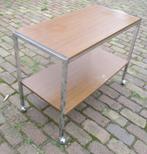 Leuke Grote Serveertafel in metaal en hout en op wieletjes, Ophalen, Zo goed als nieuw, Metaal