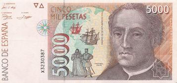 Spanje 5000 Pesetas 1992, Postzegels en Munten, Bankbiljetten | Europa | Niet-Eurobiljetten, Ophalen of Verzenden, Overige landen