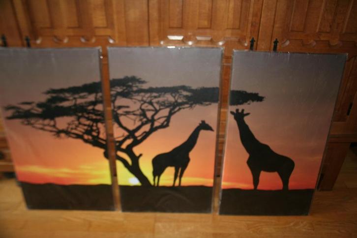 Wanddecoratie 3-luik Giraffe 160X90 XXL, Huis en Inrichting, Woonaccessoires | Wanddecoraties, Ophalen of Verzenden