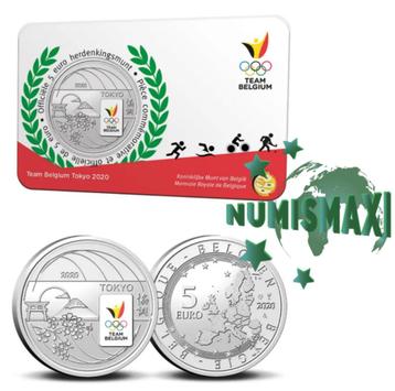 5 euros de l'équipe olympique belge 2020 colorée en coincard