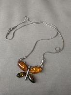 Collier en argent avec ambre, Handtassen en Accessoires, Kettingen, Ophalen of Verzenden, Zo goed als nieuw, Zilver, Zilver