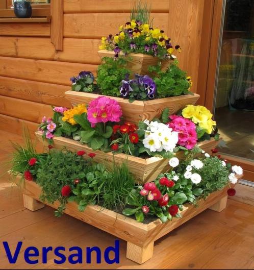 Verhoogd bed, piramide, aardbeienpiramide, larikshout., Tuin en Terras, Bloembakken en Plantenbakken, Nieuw, Hout, Tuin, 60 cm of meer