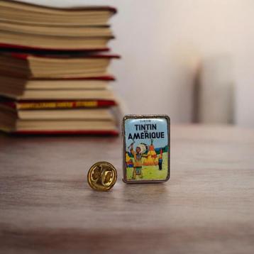Rare Pin's Tintin en Amérique BD Hergé, Enlèvement ou Envoi, Utilisé, Insigne ou Pin's