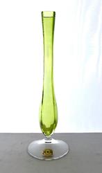 Val Saint Lambert smal groen vaasje kristal - soliflor, Antiek en Kunst, Ophalen of Verzenden