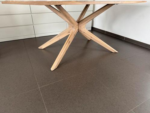 Design tafel massief eik inclusief spinnepoot zeer goede st, Huis en Inrichting, Tafels | Eettafels, Zo goed als nieuw, 50 tot 100 cm