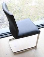 6 lederen stoelen met sledevoet, Huis en Inrichting, Stoelen, Ophalen, Gebruikt, Zwart, Metaal