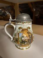 Porseleinen bierpot met tinnen deksel, Ophalen, Zo goed als nieuw