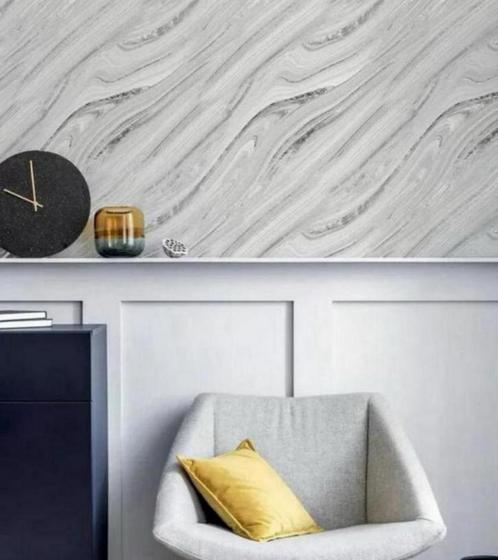Zacht Mineraal Zilver Marmer Effect Luxe Behang 692605 10M, Huis en Inrichting, Stoffering | Behang, Ophalen of Verzenden
