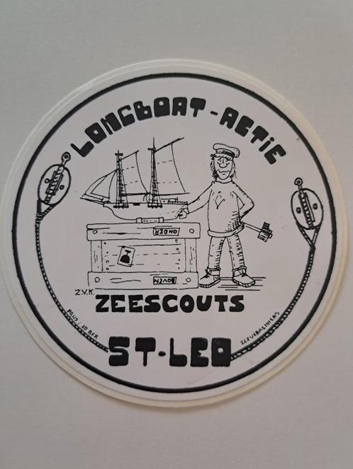 Vintage Sticker - Longboat - Retie - Zeescouts - St-Leo, Verzamelen, Stickers, Zo goed als nieuw, Bedrijf of Vereniging, Ophalen of Verzenden