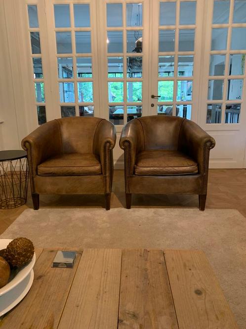 Club Chair 2 stuks, Huis en Inrichting, Fauteuils, Gebruikt, Leer, Ophalen