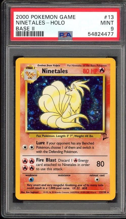 Ninetales Holo PSA 9 - 13/130 - Base Set 2 2000, Hobby en Vrije tijd, Verzamelkaartspellen | Pokémon, Zo goed als nieuw, Losse kaart