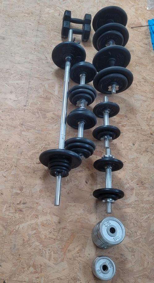Complete Halterset, Sport en Fitness, Fitnessmaterialen, Zo goed als nieuw, Halterschijven, Ophalen