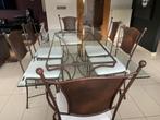 Table de salle à manger 6 personnes en fer forgé, Comme neuf, Métal, Rectangulaire, Moins de 50 cm
