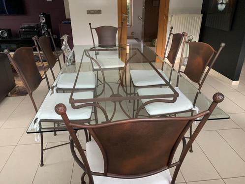 Table de salle à manger 6 personnes en fer forgé, Maison & Meubles, Tables | Tables à manger, Comme neuf, Moins de 50 cm, 150 à 200 cm