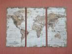 3-luiks vintage wereldkaart (120 x 80 x 2,5 cm), Huis en Inrichting, Ophalen of Verzenden, Zo goed als nieuw