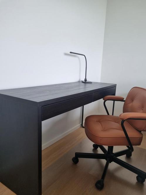 Bureauset – strak zwart bureau + lederen stoel + accessoires, Huis en Inrichting, Bureaus, Nieuw, Bureau, Ophalen