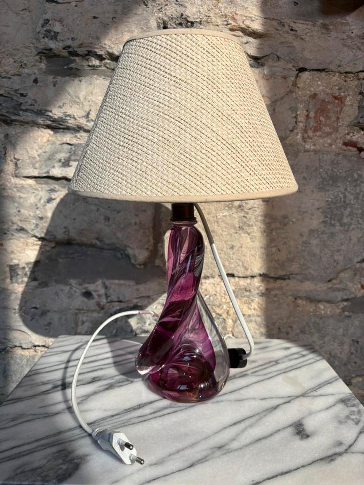 Kristallen lampenvoet Val-Saint-Lambert (‘60), Huis en Inrichting, Lampen | Tafellampen, Zo goed als nieuw, Minder dan 50 cm, Glas