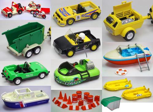 Lot Playmobil auto’s aanhangwagens boten signalisatie in box, Kinderen en Baby's, Speelgoed | Playmobil, Gebruikt, Ophalen