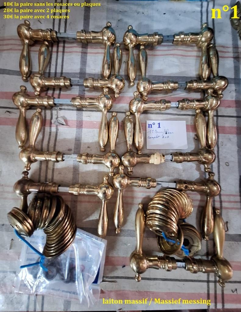 01/21 greep/deur/massief messing/deurklinken/handgreep, Doe-het-zelf en Bouw, Hang- en Sluitwerk, Gebruikt, Klink of Kruk, Koper of Messing