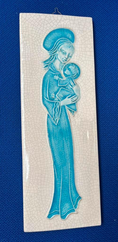 Carreau de céramique vintage avec image de Marie et Jésus, Antiquités & Art, Antiquités | Objets religieux, Enlèvement ou Envoi
