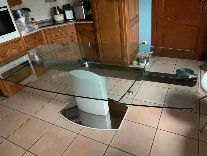calligaris table + 6 chaises, Huis en Inrichting, Tafels | Eettafels, Zo goed als nieuw, Glas, Metaal, Ophalen