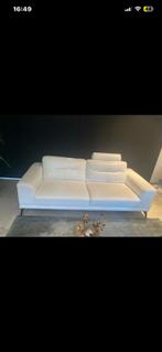 Zetel wit leder, Huis en Inrichting, Gebruikt, Minder dan 75 cm, Leer, Ophalen of Verzenden