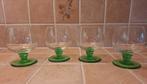 4 vintage glazen groene voet, Verzamelen, Glas en Drinkglazen, Zo goed als nieuw, Ophalen