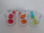 6 verres avec déco boules de couleur, Collections, Comme neuf, Enlèvement