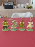 Paasdecoratie. 4 metalen konijnen. Herkomst: Oostenrijk., Diversen, Pasen, Ophalen of Verzenden, Zo goed als nieuw
