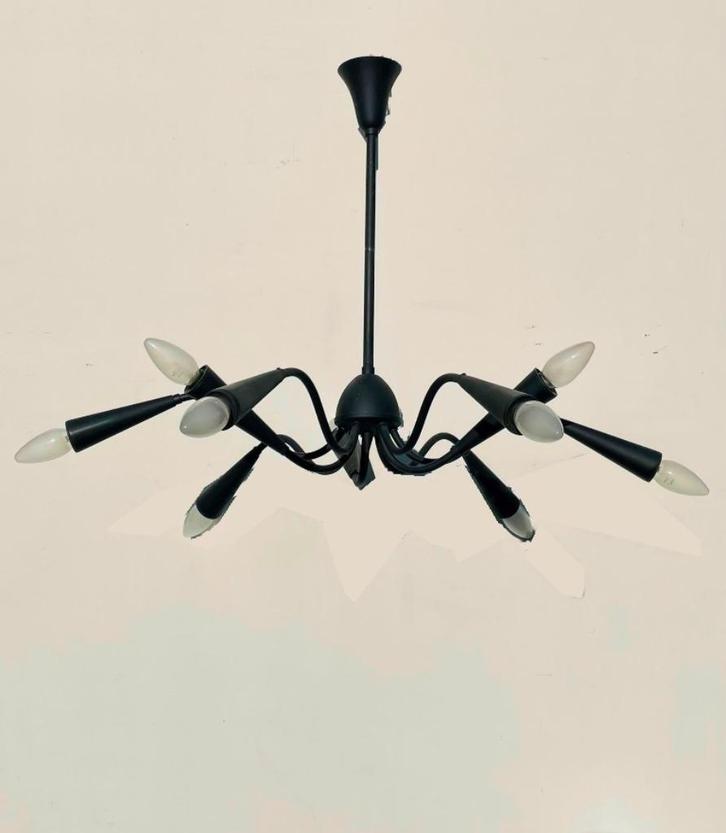50s Vintage 9-armig  kroonluchter, Antiek en Kunst, Antiek | Verlichting, Ophalen