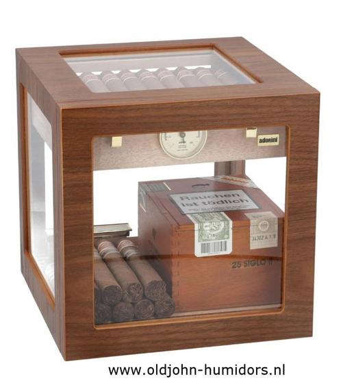 h182W HUMIDOR KABINET 100 CIGARS ADORINI CUBE DELUXE WALNOOT, Collections, Articles de fumeurs, Briquets & Boîtes d'allumettes