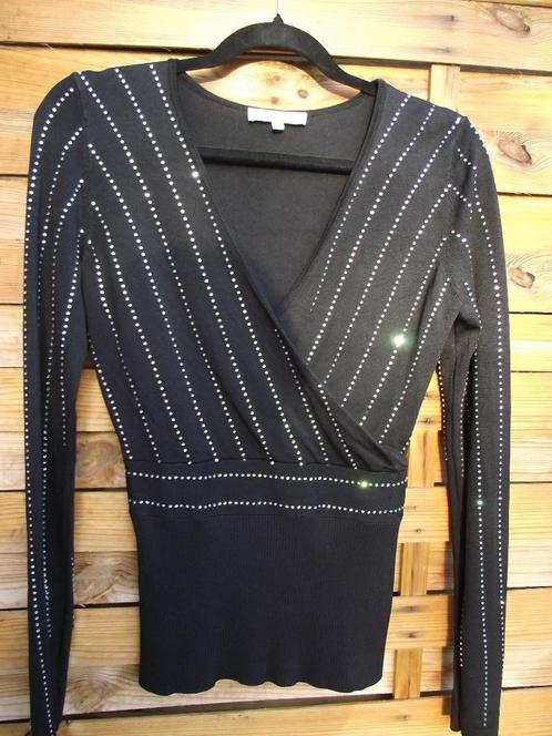 Zeer sprankelende zwarte Morgan party trui met strass steent, Kleding | Dames, Truien en Vesten, Zo goed als nieuw, Maat 38/40 (M)