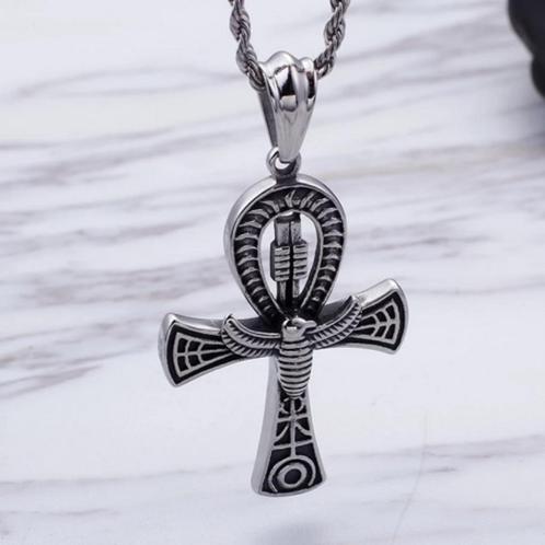 Egyptische ankh hanger, Handtassen en Accessoires, Kettinghangers, Nieuw, Overige materialen, Zilver, Kruis of Symbool, Verzenden