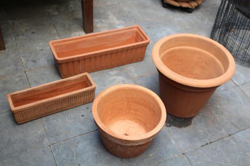 Terracotta plantenpotten, Tuin en Terras, Bloempotten, Zo goed als nieuw, Terracotta, Binnen, Balkon, Tuin, Minder dan 40 cm, Ophalen