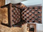 Chesterfield sofa en stoelen - bruin, Huis en Inrichting, Ophalen, Gebruikt, Rechte bank, Leer