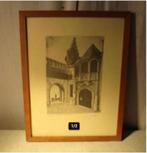 Mooie Oude Gravure 'Ingang van het Kasteel' - Lamy, Antiek en Kunst, Ophalen of Verzenden