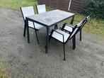 Zeer mooie tuinset met natuursteenbladlook en 4stoelen vinci, Tuin en Terras, Ophalen, Zo goed als nieuw, Tuinset