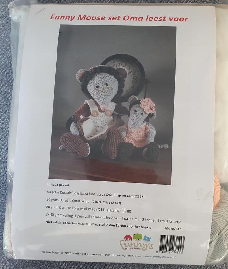 Haakpakket Funny Mouse set Oma leest voor - nieuw, Hobby en Vrije tijd, Breien en Haken, Nieuw, Haken, Verzenden