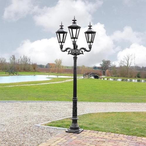 Lantaarnpaal jaren 30 Exloo 3-lichts - 253 cm, Tuin en Terras, Buitenverlichting, Nieuw, Staande lamp, Aluminium, Led, Ophalen of Verzenden