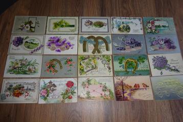 60 postkaarten fantasie relief - 60 cartes fantaisie gaufrée beschikbaar voor biedingen