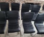 8 zwarte eetkamer lederen stoelen leatherlook zwart chroom, Noir, Modern, Cuir, Cinq, Six Chaises ou plus