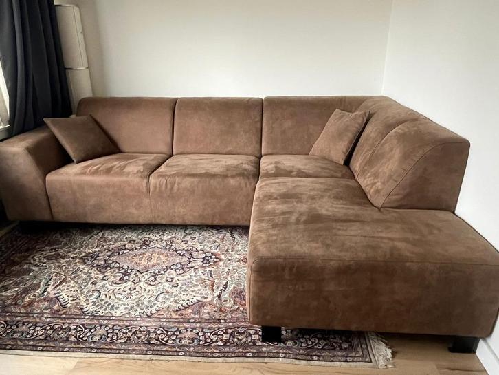 In perfecte staat bruine L-zetel, Huis en Inrichting, Zetels | Zetels, Zo goed als nieuw, Hoekbank, Driepersoons, 250 tot 300 cm