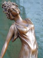 Vrouw met bloemrijk haar in brons gesigneerd, COLINET, Antiek en Kunst, Ophalen of Verzenden, Brons
