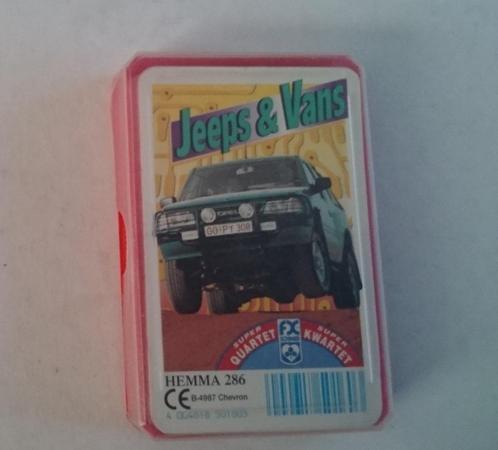 kwartet JEEPS & VANS Hemma 286 Schmid volledig, Collections, Cartes à jouer, Jokers & Jeux des sept familles, Utilisé, Jeu(x) des sept familles