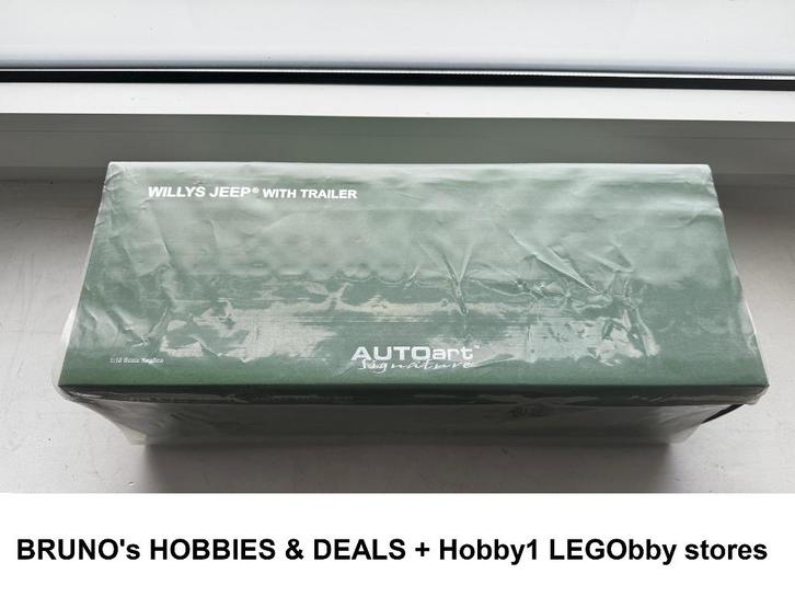 AUTOART 74016 Jeep Willys met aanhangwagen NIEUW 1/18, Hobby en Vrije tijd, Modelauto's | 1:18, Nieuw, Autoart, Ophalen of Verzenden