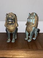 Paire de lions de temple massifs en bronze (Singha) — 20 cm, Enlèvement ou Envoi
